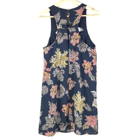 The Impeccable Pig Navy Floral Cut-Out Sleeveless Dress Size Small - Picture 2 of 7